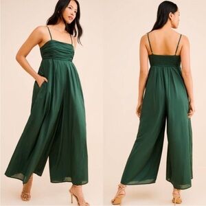 Anthropologie Hutch The‎ Mabel Square-Neck Wide-Leg Jumpsuit Forest Green Small